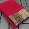 Women's Crepe Chit Pallu Solid Saree With Unstitched Blouse 5.5Mtr (Red) Women's Crepe Chit Pallu Solid Saree With Unstitched Blouse 5.5Mtr (Red)