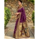 Women's Silk Blend Zari Weaving Saree With Unstitched Blouse 5.5Mtr (Purple)