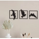 Birds in Frame Wooden Wall Decor – Set of 3 Panels (Black)