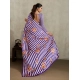 Women's Satin Crepe Printed Saree With Unstitched Blouse 5.5Mtr (Purple)