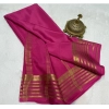 Women's Crepe Chit Pallu Solid Saree With Unstitched Blouse 5.5Mtr (Pink) Women's Crepe Chit Pallu Solid Saree With Unstitched Blouse 5.5Mtr (Pink)