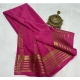Women's Crepe Chit Pallu Solid Saree With Unstitched Blouse 5.5Mtr (Pink)