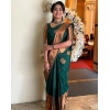 Women's Soft Lichi Silk Printed Saree With Unstitched Blouse 5.5Mtr (Green) Women's Soft Lichi Silk Printed Saree With Unstitched Blouse 5.5Mtr (Green)
