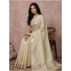 Women's Cotton Printed Saree With Unstitched Blouse 5.5Mtr (Cream)