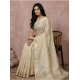 Women's Cotton Printed Saree With Unstitched Blouse 5.5Mtr (Cream)