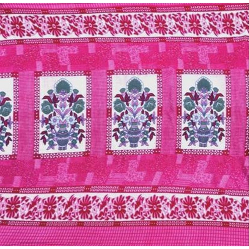 Fleece Floral Printed Double Polar Warm Bedsheet with 2 Pillow Cover (Pink) Fleece Floral Printed Double Polar Warm Bedsheet with 2 Pillow Cover (Pink)