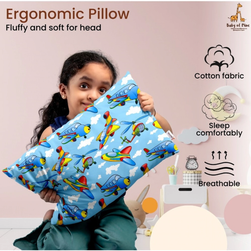 Soft Plush Printed Baby Infant Pillow for Kids Age 1 To 5 Years (Blue)
