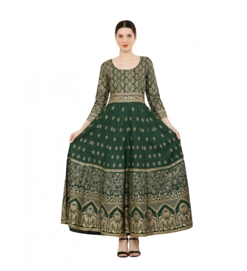 Women's Casual Rayon 3-4th Sleeves Anarkali Kurti (Green)