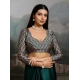 Women's Satin Crepe Printed Saree With Unstitched Blouse 5.5Mtr (Green)