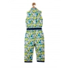 Girl's Cotton Floral Sleeveless Jumpsuit (Yellow)