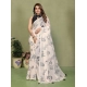 Women's Linen Cotton Printed Saree With Unstitched Blouse 5.5Mtr (Off White) Women's Linen Cotton Printed Saree With Unstitched Blouse 5.5Mtr (Off White)