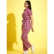 Girl's Cotton Checkered Short Sleeves Jumpsuit (Pink) Girl's Cotton Checkered Short Sleeves Jumpsuit (Pink)