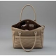 Women's PU Leather Solid Shoulder Zipper Handbag (Beige)