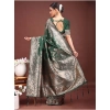 Women's Banarasi Silk Printed Saree With Unstitched Blouse 5.5Mtr (Dark Green) Women's Banarasi Silk Printed Saree With Unstitched Blouse 5.5Mtr (Dark Green)