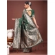 Women's Banarasi Silk Printed Saree With Unstitched Blouse 5.5Mtr (Dark Green)