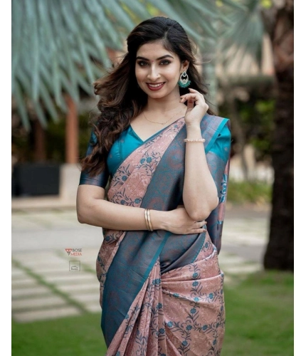 Women's Soft Lichi Silk Printed Saree With Unstitched Blouse 5.5Mtr (Multicolor) Women's Soft Lichi Silk Printed Saree With Unstitched Blouse 5.5Mtr (Multicolor)