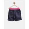 Girl's Denim Ribbed Elasticated Shorts (Pink-Blue) Girl's Denim Ribbed Elasticated Shorts (Pink-Blue)