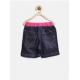 Girl's Denim Ribbed Elasticated Shorts (Pink-Blue) Girl's Denim Ribbed Elasticated Shorts (Pink-Blue)