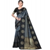 Women's Soft Lichi Silk Printed Saree With Unstitched Blouse 5.5Mtr (Black) Women's Soft Lichi Silk Printed Saree With Unstitched Blouse 5.5Mtr (Black)