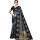 Women's Soft Lichi Silk Printed Saree With Unstitched Blouse 5.5Mtr (Black)
