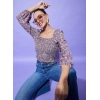 Women's Polyester Floral Long Sleeves Top (Multicolor)