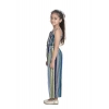 Girl's Rayon Striped Sleeveless Jumpsuit (Blue)