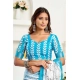 Women's Faux Linen Leaf Print Ready to wear Saree With Unstitched Blouse 5.5Mtr (SkyBlue &amp; White)