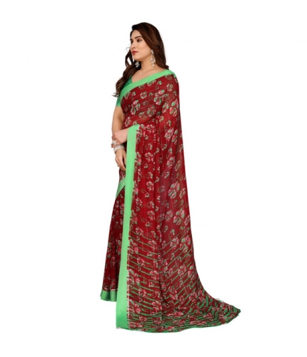 Women's Georgette Printed Saree With Unstitched Blouse 5.5Mtr (Red) Women's Georgette Printed Saree With Unstitched Blouse 5.5Mtr (Red)