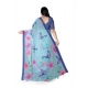 Women's Georgette Floral Printed Saree With Unstitched Blouse 5.5Mtr (Blue)