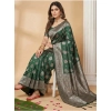 Women's Silk Blend Printed Saree With Unstitched Blouse 5.5Mtr (Dark Green) Women's Silk Blend Printed Saree With Unstitched Blouse 5.5Mtr (Dark Green)