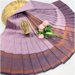 Women's Soft Silk Printed Saree With Unstitched Blouse 5.5Mtr (Lavender)