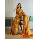 Women's Satin Crepe Printed Saree With Unstitched Blouse 5.5Mtr (Mustard)