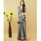 Women's Polyester Printed Saree With Unstitched Blouse 5.5 Mtr (Grey)