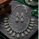 Women's Brass Silver Plated Necklace set (Green) Women's Brass Silver Plated Necklace set (Green)