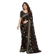 Women's Georgette Printed Saree With Unstitched Blouse 5.5Mtr (Black)