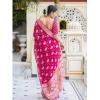 Women's Soft Lichi Silk Printed Saree With Unstitched Blouse 5.5Mtr (Pink) Women's Soft Lichi Silk Printed Saree With Unstitched Blouse 5.5Mtr (Pink)