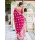 Women's Soft Lichi Silk Printed Saree With Unstitched Blouse 5.5Mtr (Pink)