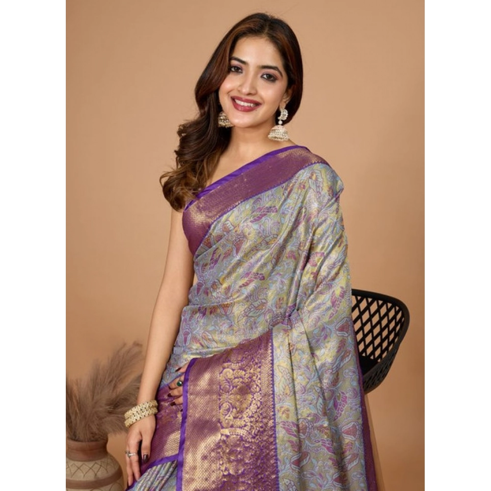 Women's Jacquard Saree With Unstitched Blouse 5.5Mtr (Multicolor) Women's Jacquard Saree With Unstitched Blouse 5.5Mtr (Multicolor)
