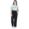 Girl's Polyester Floral Short Sleeves Jumpsuit (Green-Black) Girl's Polyester Floral Short Sleeves Jumpsuit (Green-Black)
