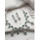 Women's Brass Silver Plated Necklace set (Green)