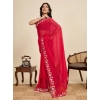 Women's Georgette Printed Saree With Unstitched Blouse 5.5Mtr (Red)