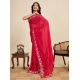 Women's Georgette Printed Saree With Unstitched Blouse 5.5Mtr (Red)