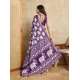 Women's Silk Blend Printed Saree With Unstitched Blouse 5.5Mtr (Purple)