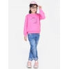 Girl's Fleece Embellished Long Sleeves Sweatshirt (Pink)