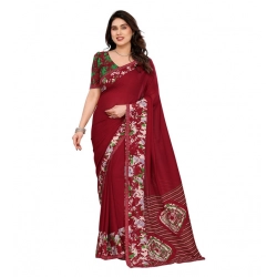 Women's Georgette Printed Saree With Unstitched Blouse 5.5Mtr (Red)