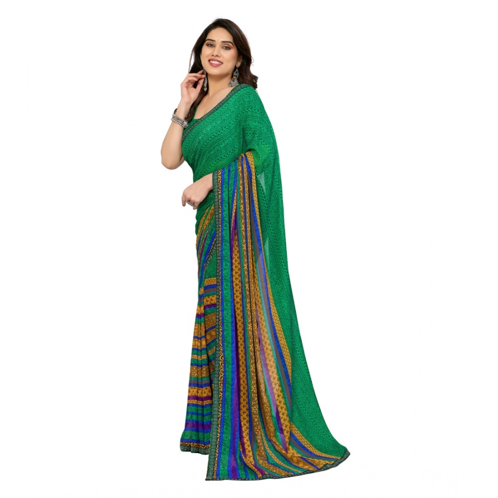 Women's Georgette Printed Saree With Unstitched Blouse 5.5Mtr (Green) Women's Georgette Printed Saree With Unstitched Blouse 5.5Mtr (Green)