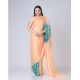 Women's Soft Crepe Silk Printed Ready To Wear Saree With Unstitched Blouse 5.5Mtr (Orange)