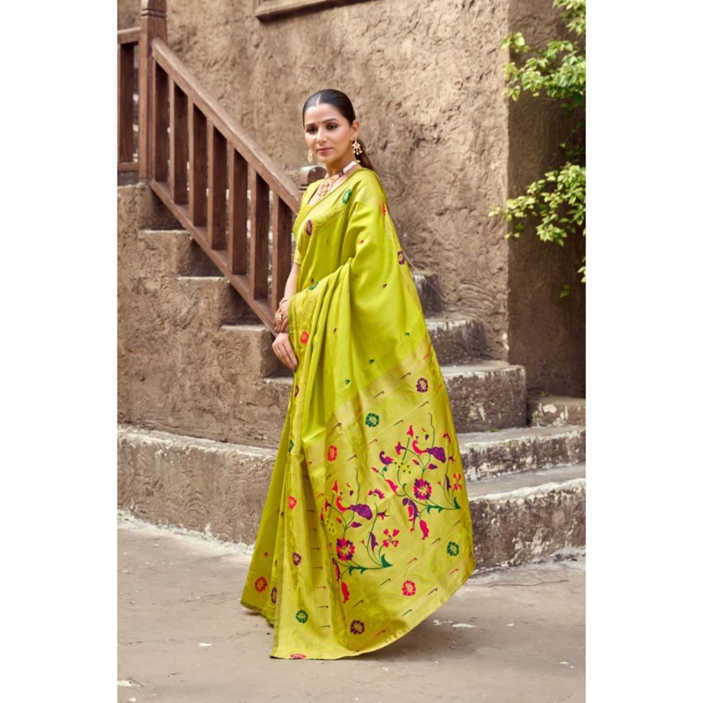 Women's Silk Blend Woven Saree With Unstitched Blouse 5.5 Mtr (Lime) Women's Silk Blend Woven Saree With Unstitched Blouse 5.5 Mtr (Lime)