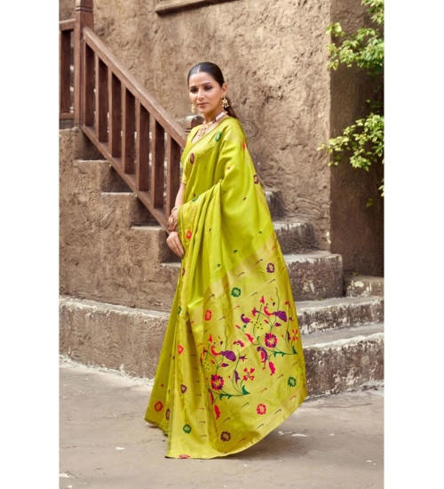 Women's Silk Blend Woven Saree With Unstitched Blouse 5.5 Mtr (Lime) Women's Silk Blend Woven Saree With Unstitched Blouse 5.5 Mtr (Lime)
