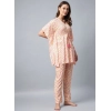 Women's Rayon Tie And Dye Kaftan Sleeve Night Suit (Multicolor)